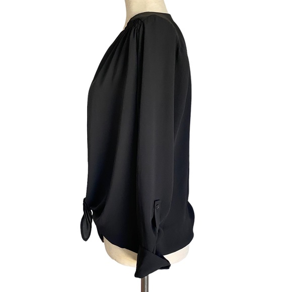 RO & DE Black Button Down Tie Front Blouse Size Small Modern Business Casual - Picture 4 of 7